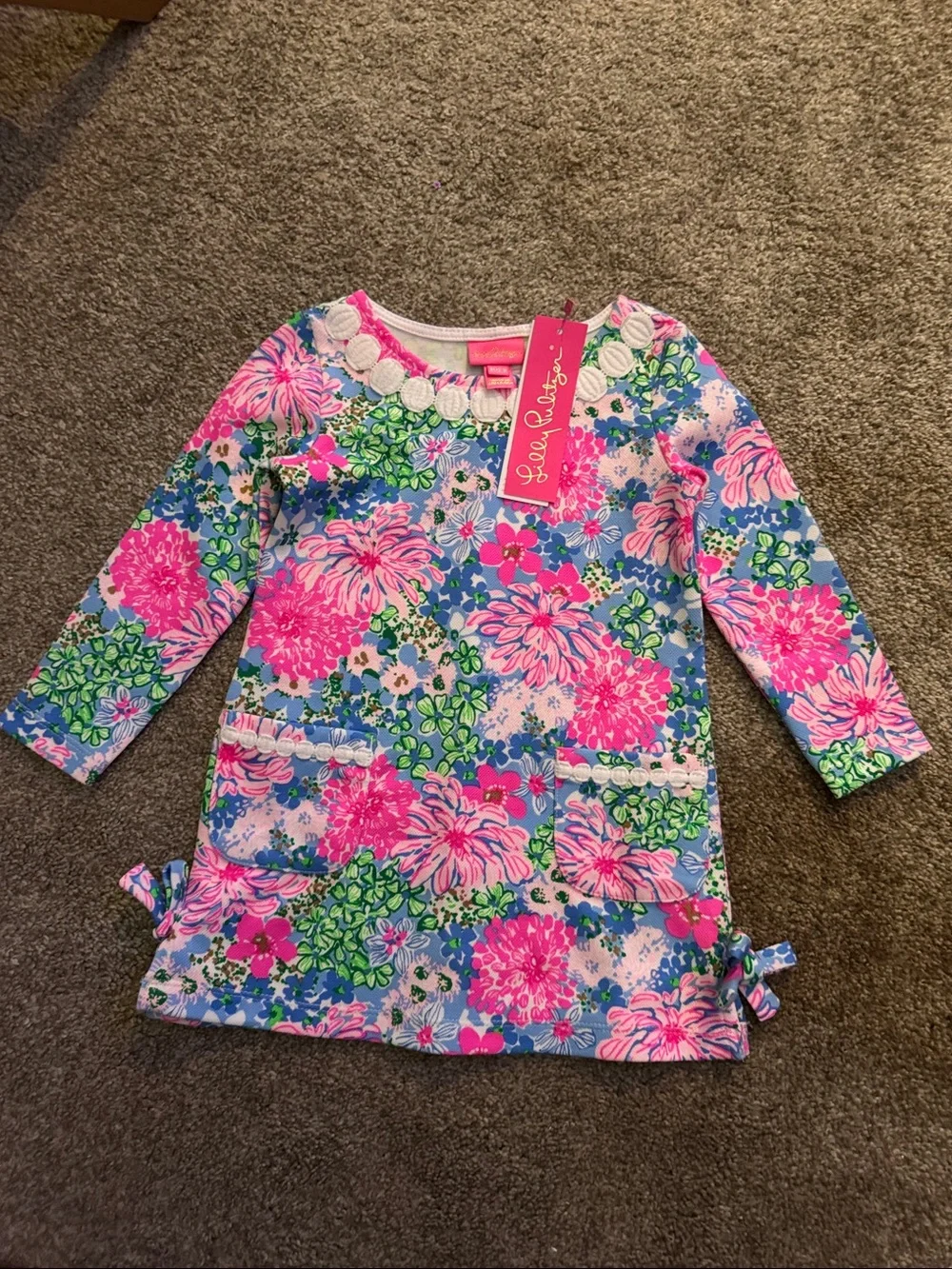 Lilly Pulitzer Little Lilly XS 2-3 toddler Pink Blue Green Floral Long-Sleeve
